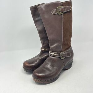 Sanita Brown Suede Leather Clog Zip Boots sz. 37 (.6.5 - 7)